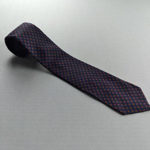 DOHERTY House of Worcester Mens Tie Navy Blue with Red Dots 100% Silk Classic